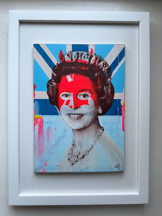 Queen Elizabeth - Multi colour on Blue 3