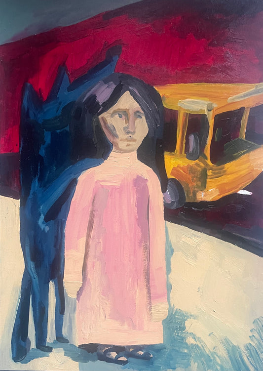 Woman at bus stop